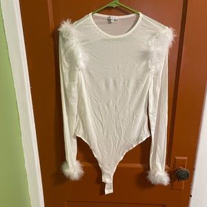 Bodysuit with feathers